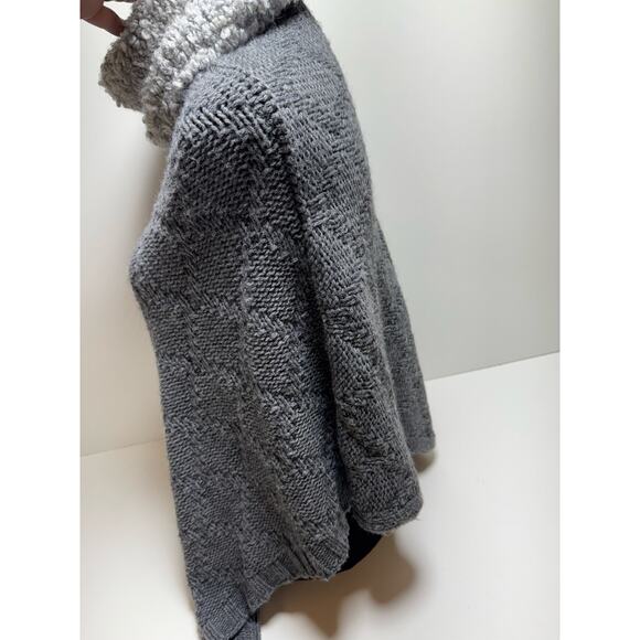 Cocogio Gray Cowl Neck Chunky Knit Poncho Sweater Made In Italy Wool Alpaca - Picture 2 of 8